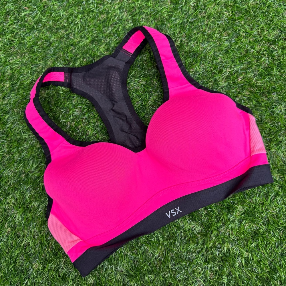 Victoria’s Secret VSX Pink and Black Racerback Sports Bra